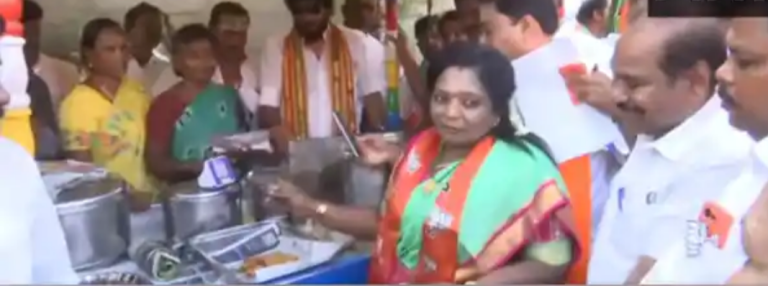 TN: On campaign trail BJP’s Tamilisai Soundarajan banks on development, pays street vendor digitally for ‘Vada’