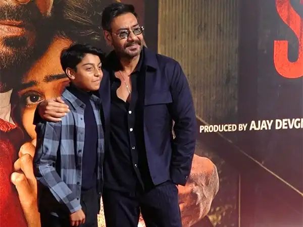 Ajay Devgn poses with son Yug at screening of his film ‘Shaitaan’