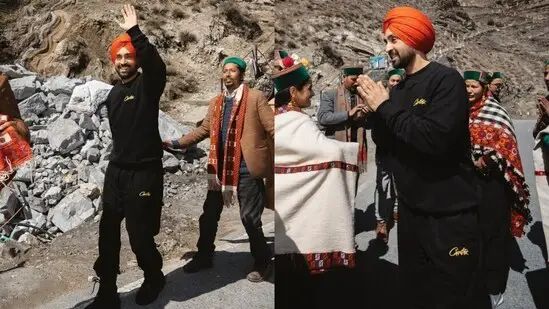 Diljit Dosanjh shows off his moves and dances with the locals of Kinnaur. Watch