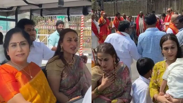 Rajinikanth`s daughters Aishwarya, Soundarya visit Tirumala temple