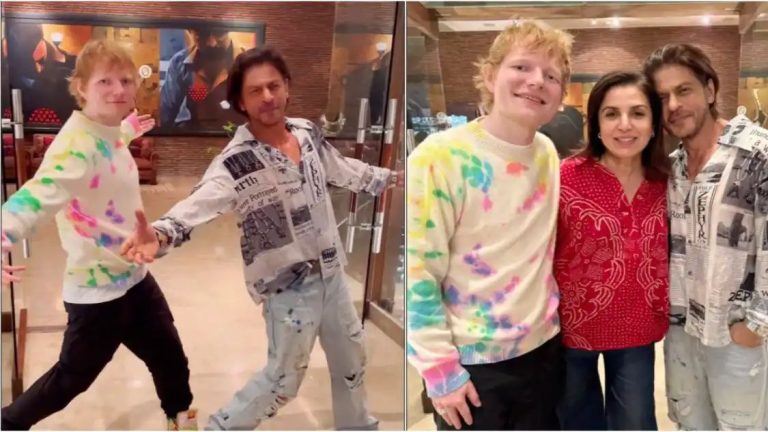 WATCH: Shah Rukh Khan teaches his signature pose to Ed Sheeran; Farah Khan directs scene