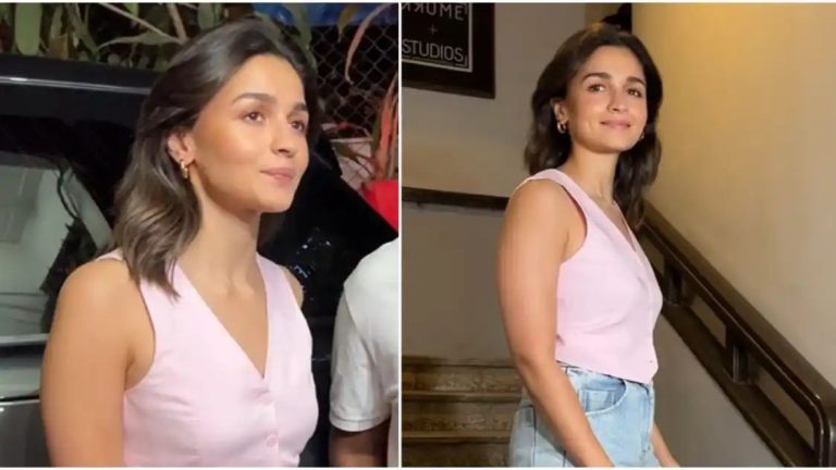 WATCH: Alia Bhatt goes pastel as she poses with fans in Mumbai, don’t miss out on her glow