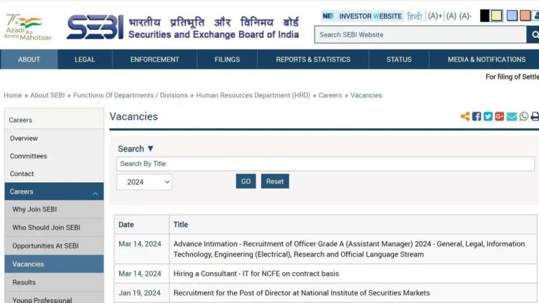 SEBI Grade A Recruitment 2024: Apply for 97 Assistant Manager Posts