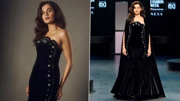 Lakme Fashion Week 2024: Taapsee Pannu Sets the Ramp on Fire in Gauri & Nainika’s All-Black Mermaid Elegance Gown at the Fashion Week!