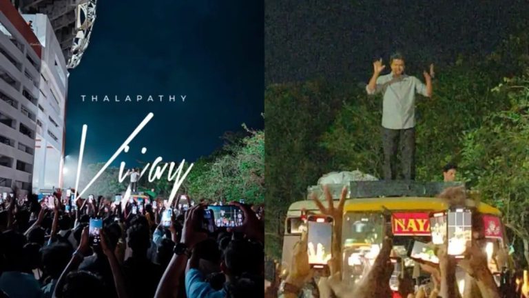 Vijay meets hundreds of fans outside Thiruvananthapuram stadium, takes his trademark selfie. Watch