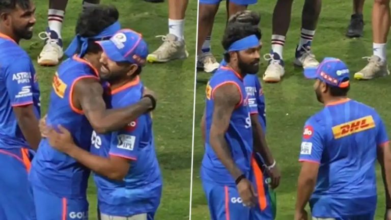 Hardik Pandya Hugs Rohit Sharma During Mumbai Indians’ Training Session Ahead of IPL 2024, Video Goes Viral