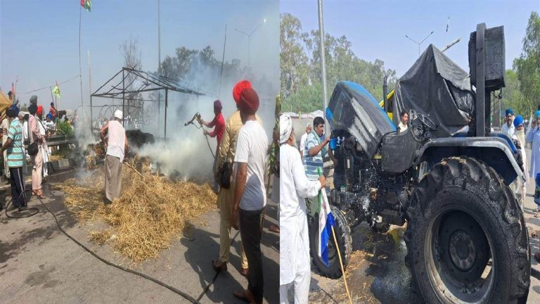 Fire, tractor-trolley, mattresses at Shambhu Barrier Farmers Movement site;  Clothes and other items were burnt to ashes