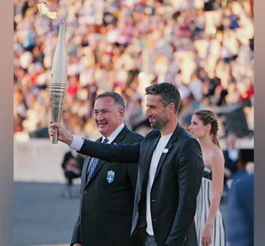 Greece hands over Olympic torch to Paris 2024 Games organizers