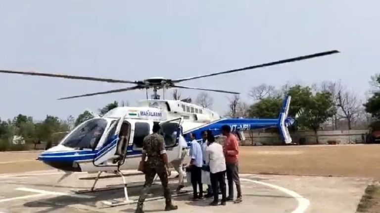 Three faulty EVMs were replaced by helicopter in Sironcha, Gadchiroli