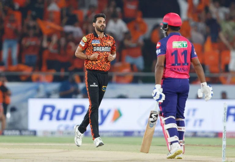 SRH vs RR scorecard, IPL 2024, Match 50 highlights: Bhuvneshwar Kumar stars as SRH beat RR by 1 run