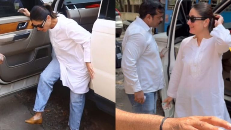 Kareena Kapoor nearly falls while stepping out of her car to cast vote for Lok Sabha Election 2024, Netizens say, “Bach gayi…”