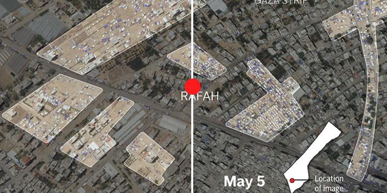 Satellite photos show Palestinians’ quick exodus from Rafah after Israel issued evacuation orders