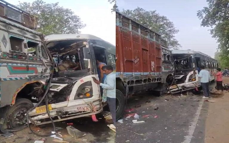 Bus explodes after hitting truck in Patna's Bikram, driver dies tragically, dozens of passengers injured