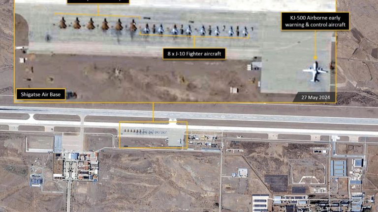 China's intention was revealed through satellite images of jets parked at the air base