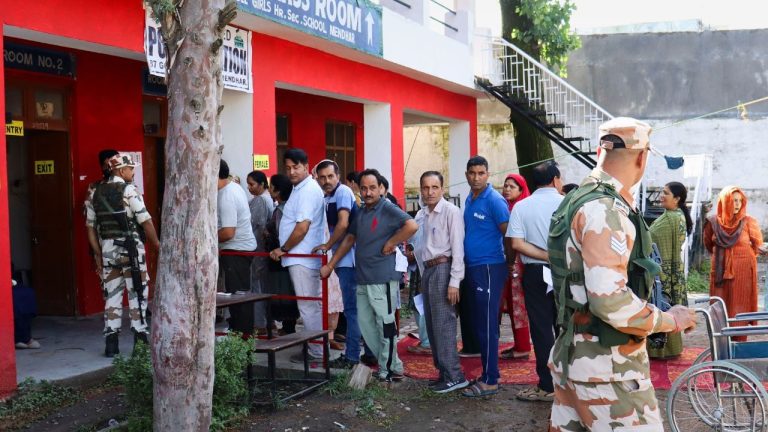 Four people, including a woman, were injured in a clash between two factions during polling in Poonch, Jammu and Kashmir.