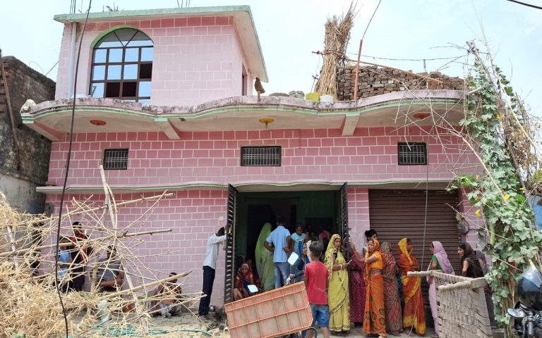 In Bihar's Sivan, an out-of-control pick-up crushed a middle-aged man sitting on a doorstep, prompting angry people to stage a road blockade.