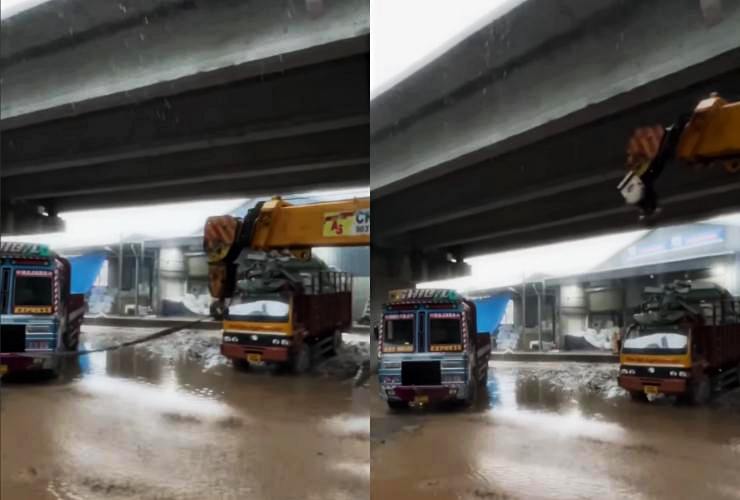 Crane fails to pull stuck truck out: Mahindra Thar to the rescue (Video)