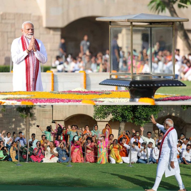 PM Modi Pays Homage to Mahatma Gandhi at Rajghat