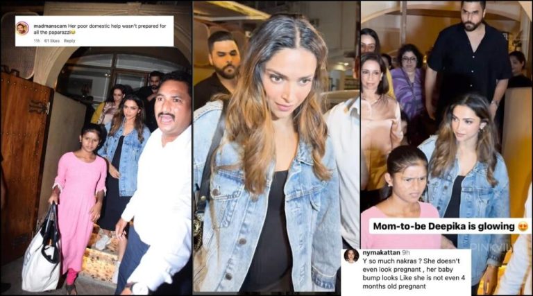 Pregnant Deepika Padukone spotted post dinning with mom, hides her baby bump in black dress and denim jacket ; fans notice house help holding her bag (reactions)