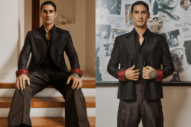 Prateik Babbar upcycles mom Smita Patil's Kanjeevaram into pantsuit for Manthan screening (PICS)