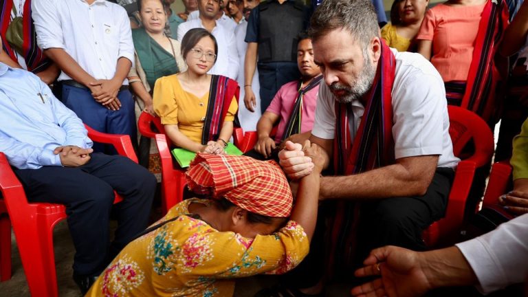 After Assam, Rahul Gandhi arrived in Manipur and visited the relief camps