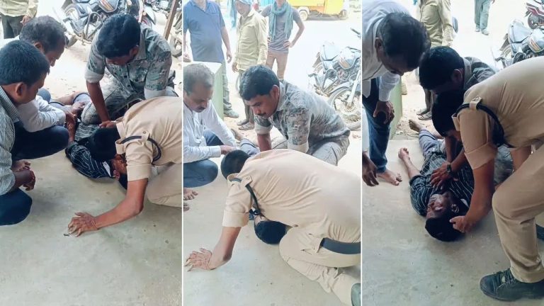 The wall collapsed on the man and two constables came in front of him… After watching what happened, you would say 'well done police'.