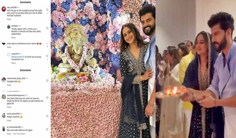 Sonakshi Sinha, Zaheer Iqbal trolled over Ganpati aarti-Read