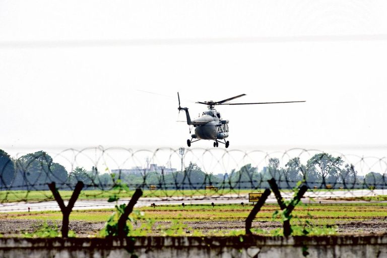 The Air Force helicopter reached the Sonari Airport and the landing of flights was stopped