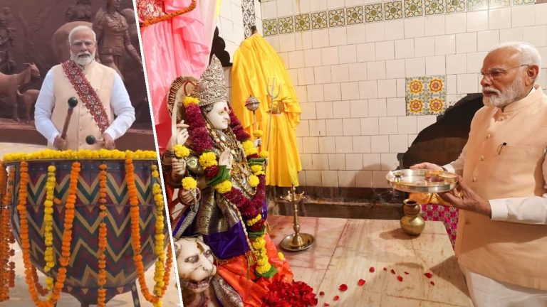 Maharashtra: Prime Minister Modi played melam when he visited the Jagathamba temple in Washim.